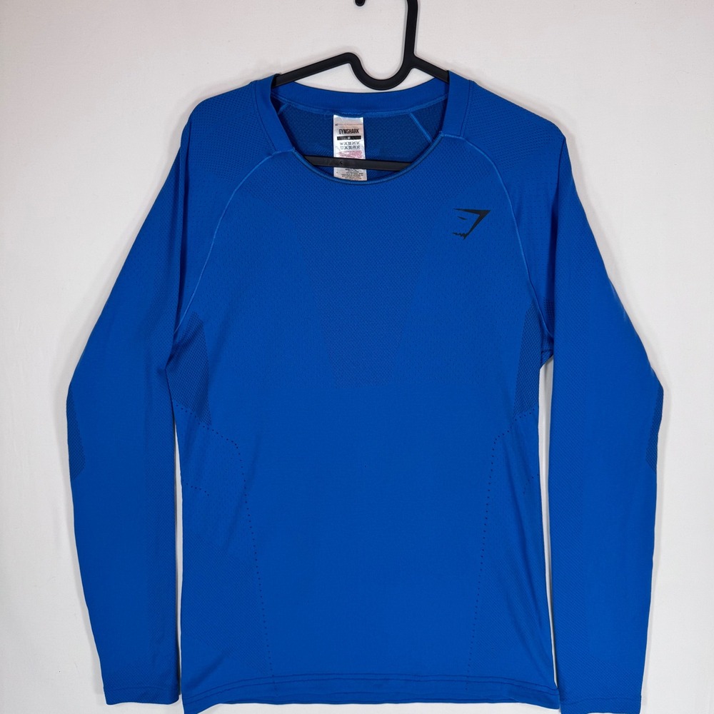 Gymshark Apex Seamless Long Sleeve T-Shirt Mens M Blue Mesh Vented Workout Gym - Picture 3 of 12